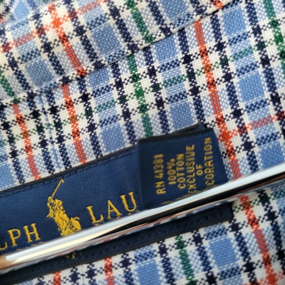 Ralph Lauren Checked Cotton Poplin Oxford Dress Shirt Red Blue 3XB 3XL - Picture 11 of 12